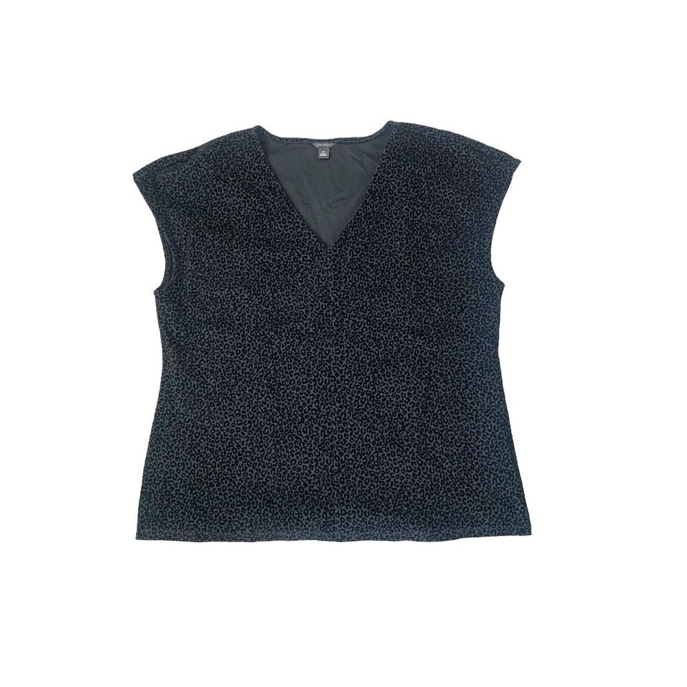 Ann Taylor Deep V Sleeveless Leopard Print‎ Black Plus Size XXL Top